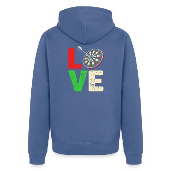 Dart Dartboard Dartpfeil - Unisex Premium Bio Zip Hoodie - Taubenblau - Hinten - Nico (187cm)