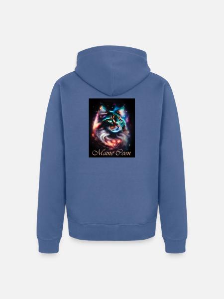 Main Coon Nebula - Fantasy Weltall Katze - Unisex Premium Bio Zip Hoodie - Taubenblau
