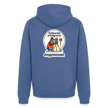 Vermesser Vermessung Techniker Geodät T-Shirt - Unisex Premium Bio Zip Hoodie - Taubenblau - Hinten - Nico (187cm)