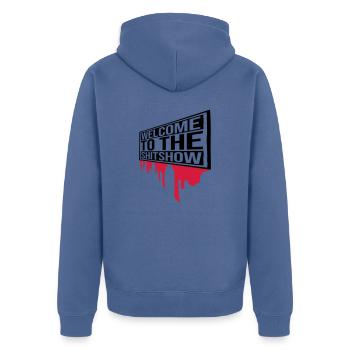 Blood Welcome Shitshow - Veste à capuche bio Premium Unisexe - bleu pigeon - Dos - Nico (187cm)