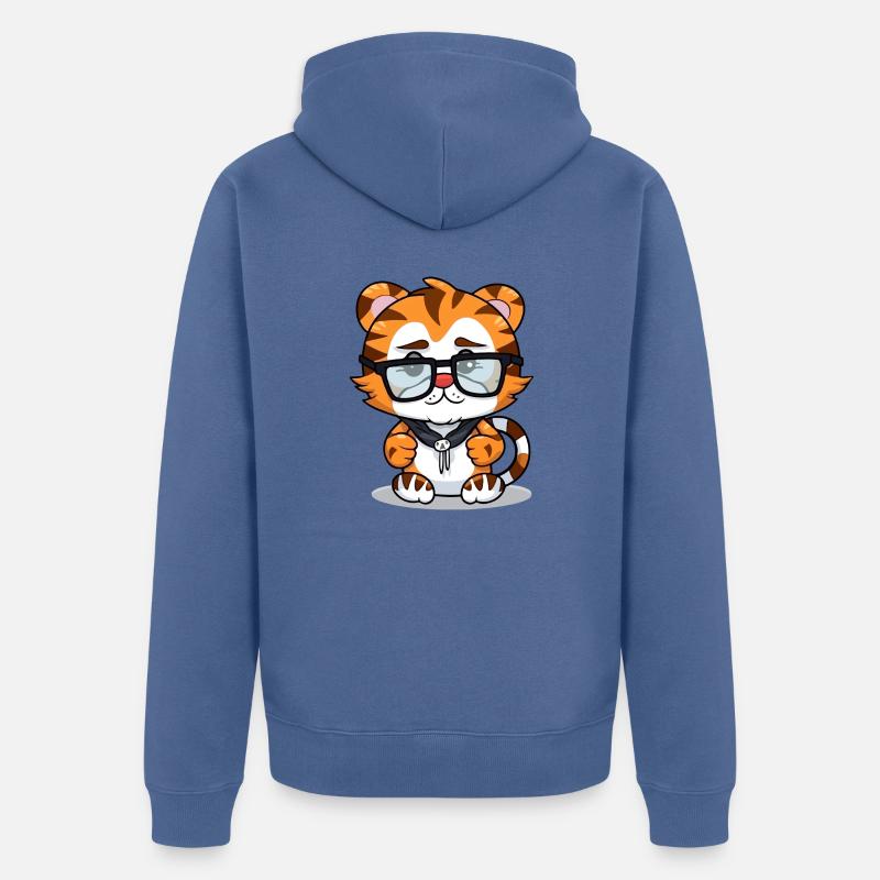 Polko der Tiger - Unisex Premium Bio Zip Hoodie - Taubenblau