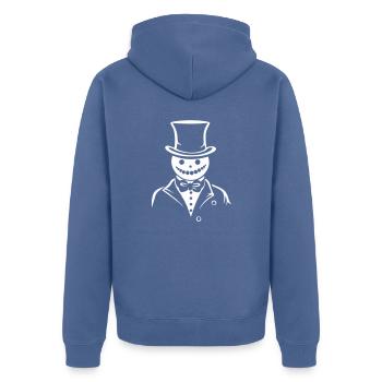 Schneemann Charmanter Frost - Unisex Premium Bio Zip Hoodie - Taubenblau - Hinten - Nico (187cm)