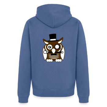 Sir hibou chapeau haut de forme monocle verres riches M. - Veste à capuche bio Premium Unisexe - bleu pigeon - Dos - Nico (187cm)