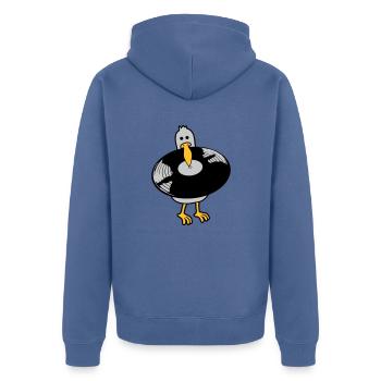 Party Seagull Vinyl Record - Unisex Premium Organic Zip Hoodie - stone blue - Back - Nico (187cm)