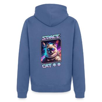 Space cat - sacred of Burma - Unisex Premium Organic Zip Hoodie - stone blue - Back - Nico (187cm)