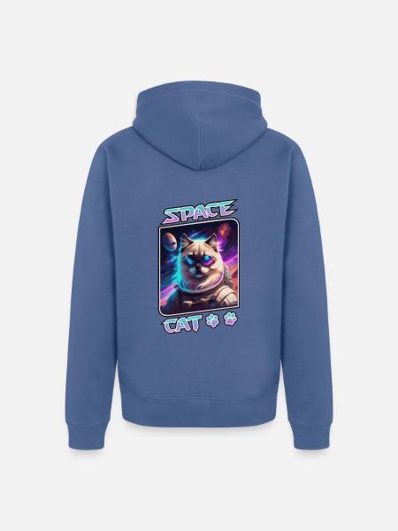 Space cat - sacred of Burma - Unisex Premium Organic Zip Hoodie - stone blue