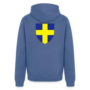 Blason villeToulon Var - Veste à capuche bio Premium Unisexe - bleu pigeon - Dos - Nico (187cm)
