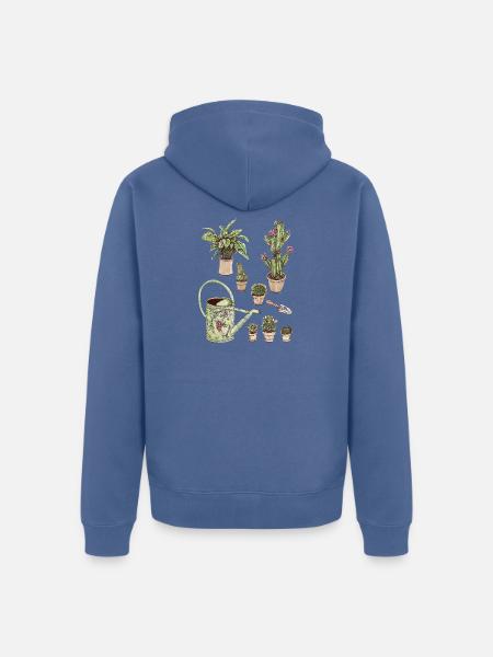 Grünes Pflanzenparadies Topfpflanzen - Unisex Premium Bio Zip Hoodie - Taubenblau