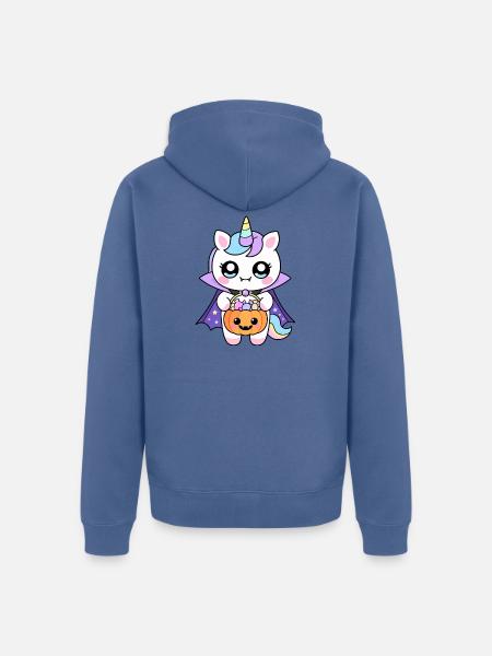 Halloween-Vampir-Einhorn - Unisex Premium Bio Zip Hoodie - Taubenblau