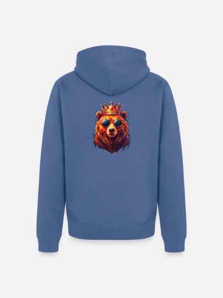Poly Art Bär - Unisex Premium Bio Zip Hoodie - Taubenblau