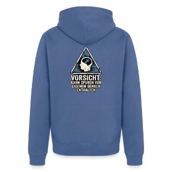 Vorsicht Denker - Unisex Premium Bio Zip Hoodie - Taubenblau - Hinten - Nico (187cm)
