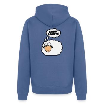 Schlafschaf - Unisex Premium Bio Zip Hoodie - Taubenblau - Hinten - Nico (187cm)