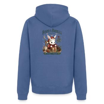 Bunny & Bubbles Weihnachtsbäckerei - Unisex Premium Bio Zip Hoodie - Taubenblau - Hinten - Nico (187cm)