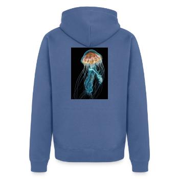 Méduse mystérieuse - Veste à capuche bio Premium Unisexe - bleu pigeon - Dos - Nico (187cm)