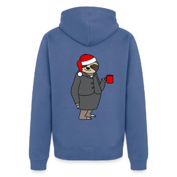 Sloth Woman Bureau Chapeau de Noël Père Noël - Veste à capuche bio Premium Unisexe - bleu pigeon - Dos - Nico (187cm)