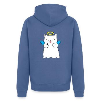 Ange espiègle - Veste à capuche bio Premium Unisexe - bleu pigeon - Dos - Nico (187cm)