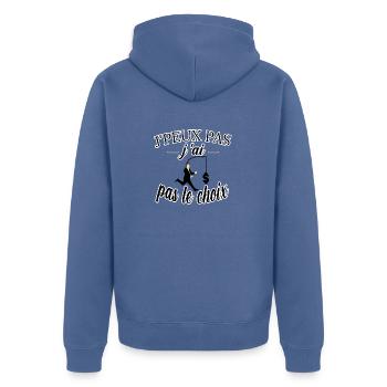 j peux pas j ai pas le choix tee shirt humour - Veste à capuche bio Premium Unisexe - bleu pigeon - Dos - Nico (187cm)