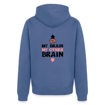 my other brain brain brain expression - Unisex Premium Organic Zip Hoodie - stone blue - Back - Nico (187cm)