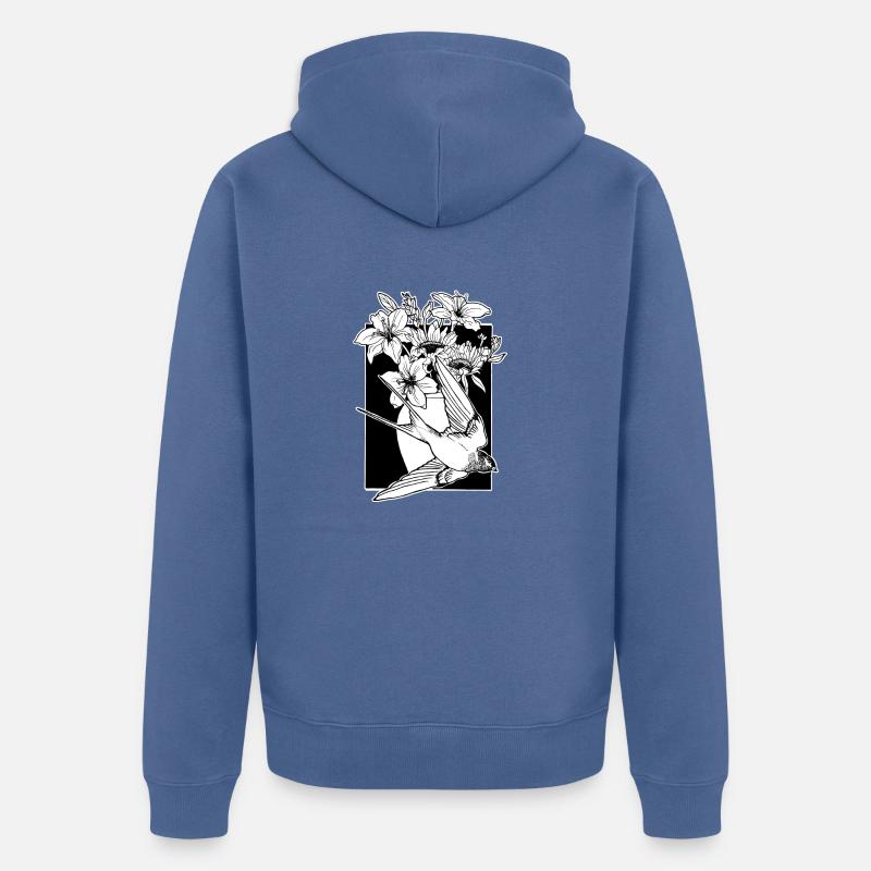 Fleur d’hirondelle - Veste à capuche bio Premium Unisexe - bleu pigeon