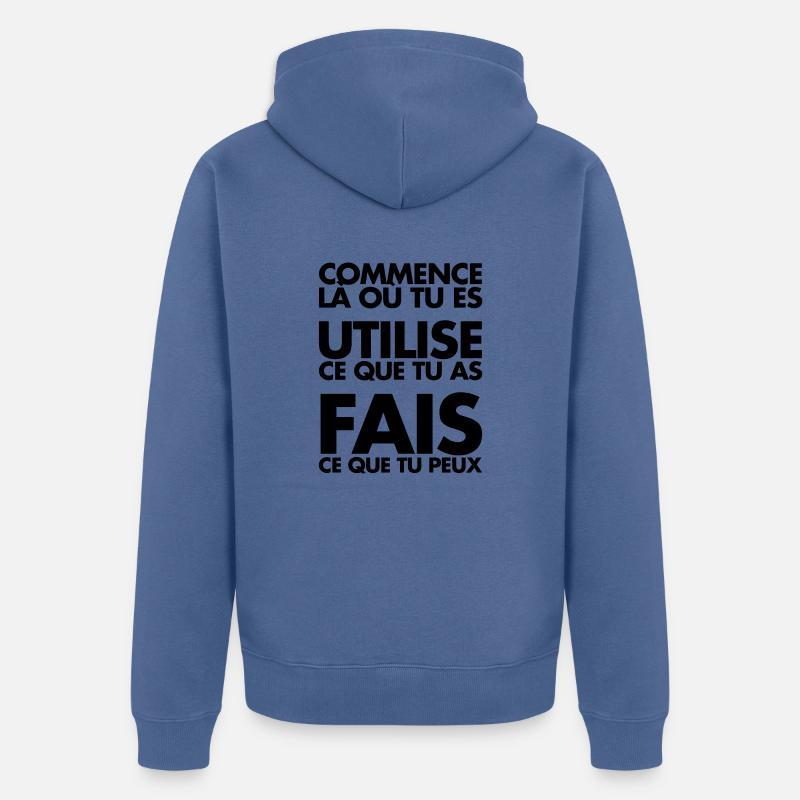 COMMENCE LA OU TU ES - Veste à capuche bio Premium Unisexe - bleu pigeon