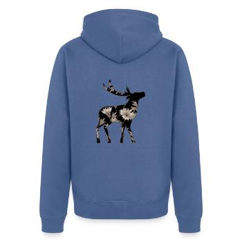 Hirsch - Unisex Premium Bio Zip Hoodie - Taubenblau - Hinten - Nico (187cm)