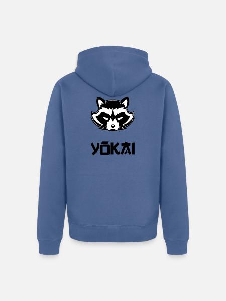 yokai blak - Unisex Premium Organic Zip Hoodie - stone blue