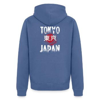 Tokyo, Japan - Unisex Premium Bio Zip Hoodie - Taubenblau - Hinten - Nico (187cm)
