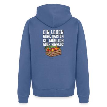 Gärtner Gartenliebe - Unisex Premium Bio Zip Hoodie - Taubenblau - Hinten - Nico (187cm)