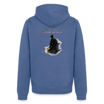 Silence Is The Sharpest Blade Samurai Stoic Gift - Unisex Premium Organic Zip Hoodie - stone blue - Back - Nico (187cm)