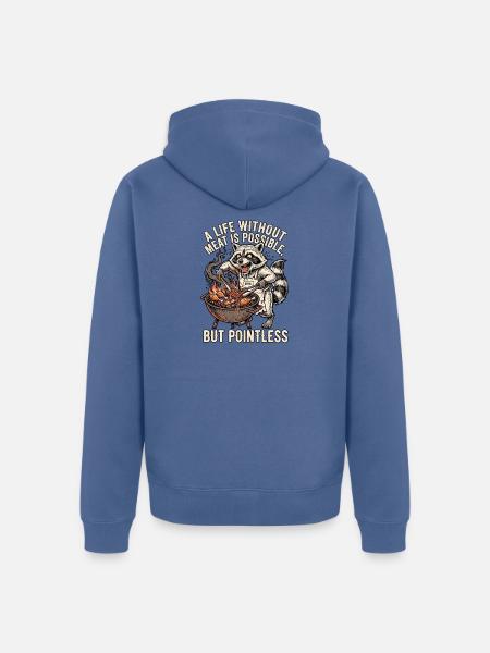 Grillmeister Waschbär - Unisex Premium Bio Zip Hoodie - Taubenblau