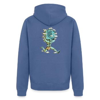 Mythischer Erdträger (V2) - Unisex Premium Bio Zip Hoodie - Taubenblau - Hinten - Nico (187cm)