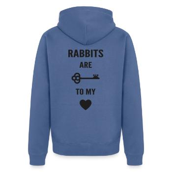 Rabbits are the key to my heart - Veste à capuche bio Premium Unisexe - bleu pigeon - Dos - Nico (187cm)