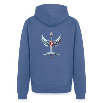 Love Sword - Fight for Love - Unisex Premium Organic Zip Hoodie - stone blue - Back - Nico (187cm)