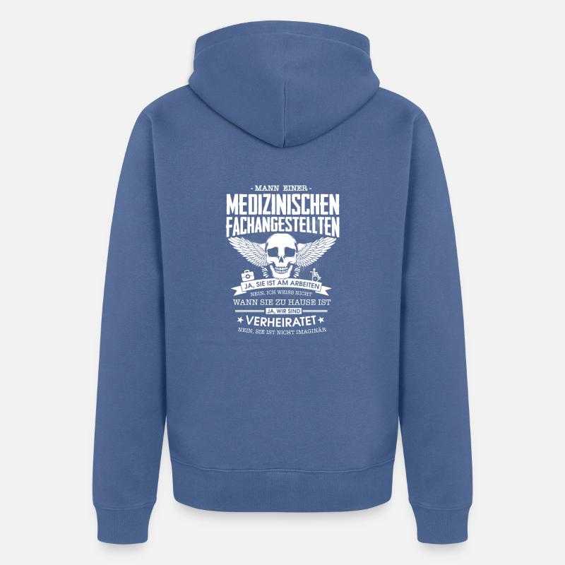 Mann einer MFA - Unisex Premium Bio Zip Hoodie - Taubenblau
