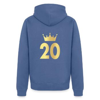 Cadeau de 20e anniversaire Joyeux anniversaire vingt - Veste à capuche bio Premium Unisexe - bleu pigeon - Dos - Nico (187cm)