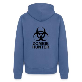 zombie hunter Halloween Quote - Unisex Premium Organic Zip Hoodie - stone blue - Back - Nico (187cm)