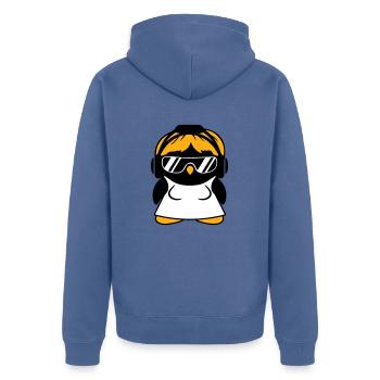 Pingouin DJ Fille Robe Femme Casque Lunettes de soleil - Veste à capuche bio Premium Unisexe - bleu pigeon - Dos - Nico (187cm)