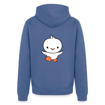 Duck running fast wants to fly cute flutter - Unisex Premium Organic Zip Hoodie - stone blue - Back - Nico (187cm)