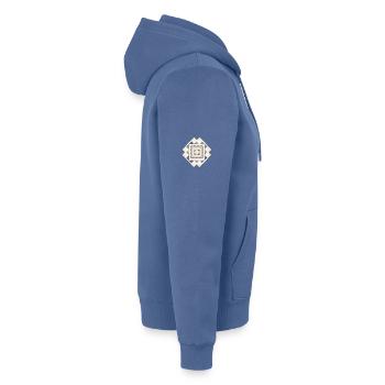 Ornament - Unisex Premium Bio Zip Hoodie - Taubenblau - Rechts - Nico (187cm)