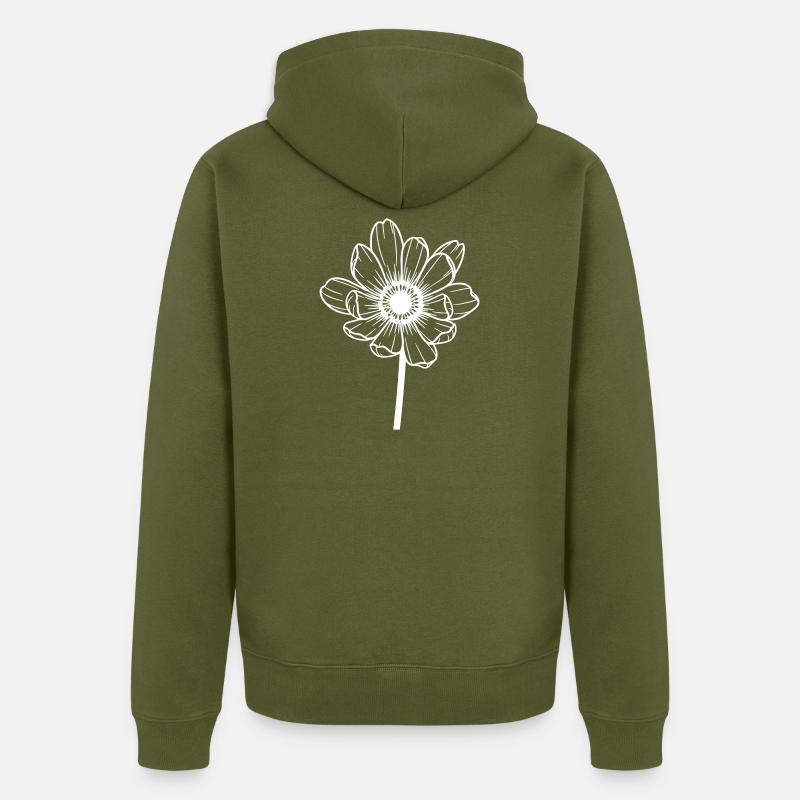 Fleur blanche graphique - Veste à capuche bio Premium Unisexe - kaki