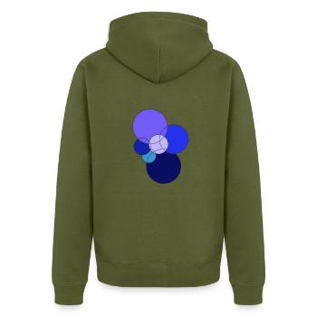 blue circles - Unisex Premium Organic Zip Hoodie - khaki - Back - Nico (187cm)