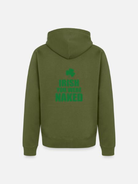 Irish you were naked - Unisex Premium Organic Zip Hoodie - khaki