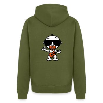 Cool Rock Baby (Farbe) - Unisex Premium Bio Zip Hoodie - Khaki - Hinten - Nico (187cm)
