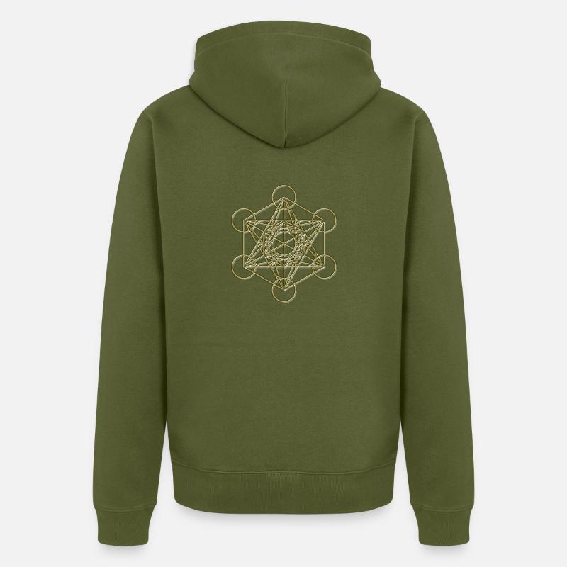 Metatrons Cube gold 3D - Unisex Premium Bio Zip Hoodie - Khaki