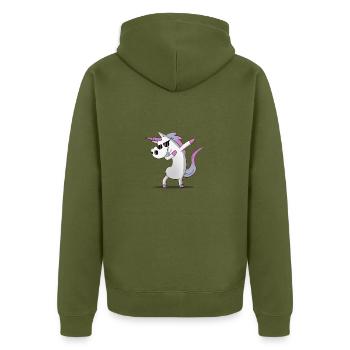 Unicorn / Unicorn - cool hipster - Unisex Premium Organic Zip Hoodie - khaki - Back - Nico (187cm)