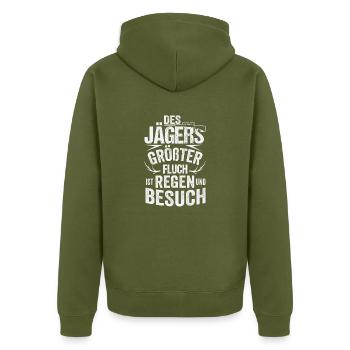Des Jägers größter Fluch ist Besuch - Unisex Premium Bio Zip Hoodie - Khaki - Hinten - Nico (187cm)