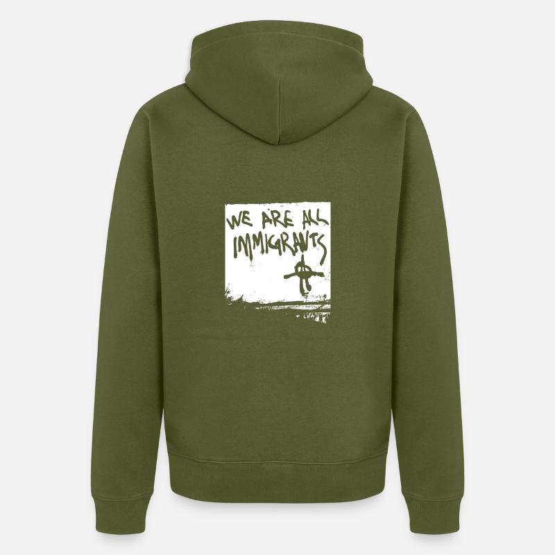 immigrants einwanderer Flüchtlinge Erdenbürger - Unisex Premium Bio Zip Hoodie - Khaki