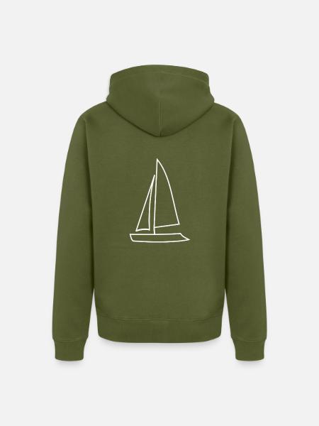 Segelboot - Unisex Premium Bio Zip Hoodie - Khaki