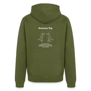 Science Tip Krokodil Vergleich - Unisex Premium Bio Zip Hoodie - Khaki - Hinten - Nico (187cm)