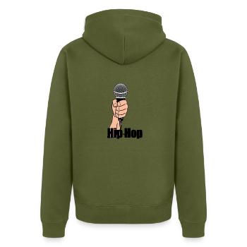 Hip Hop - Unisex Premium Bio Zip Hoodie - Khaki - Hinten - Nico (187cm)